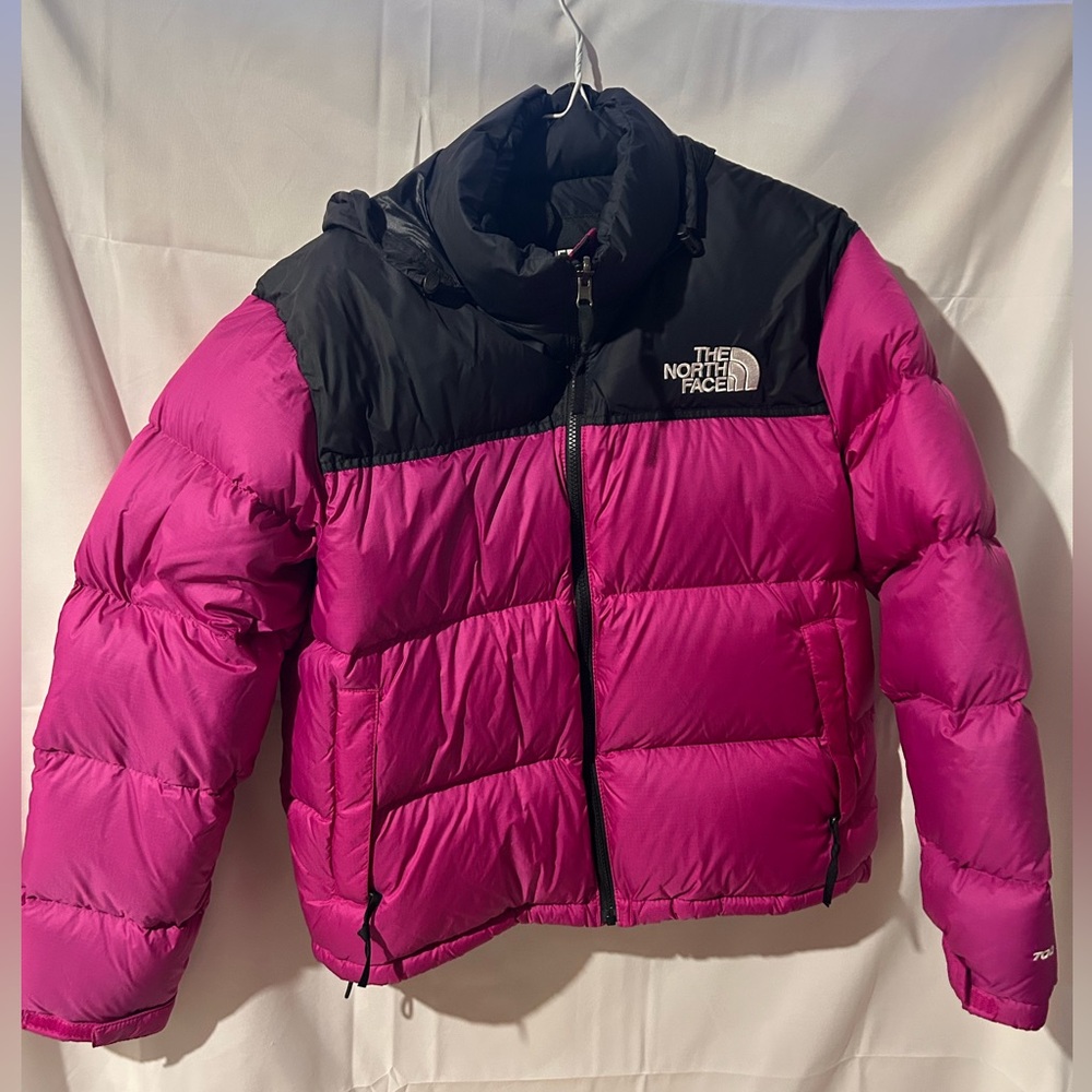 The North Face Pink and Black Puffer Jacket